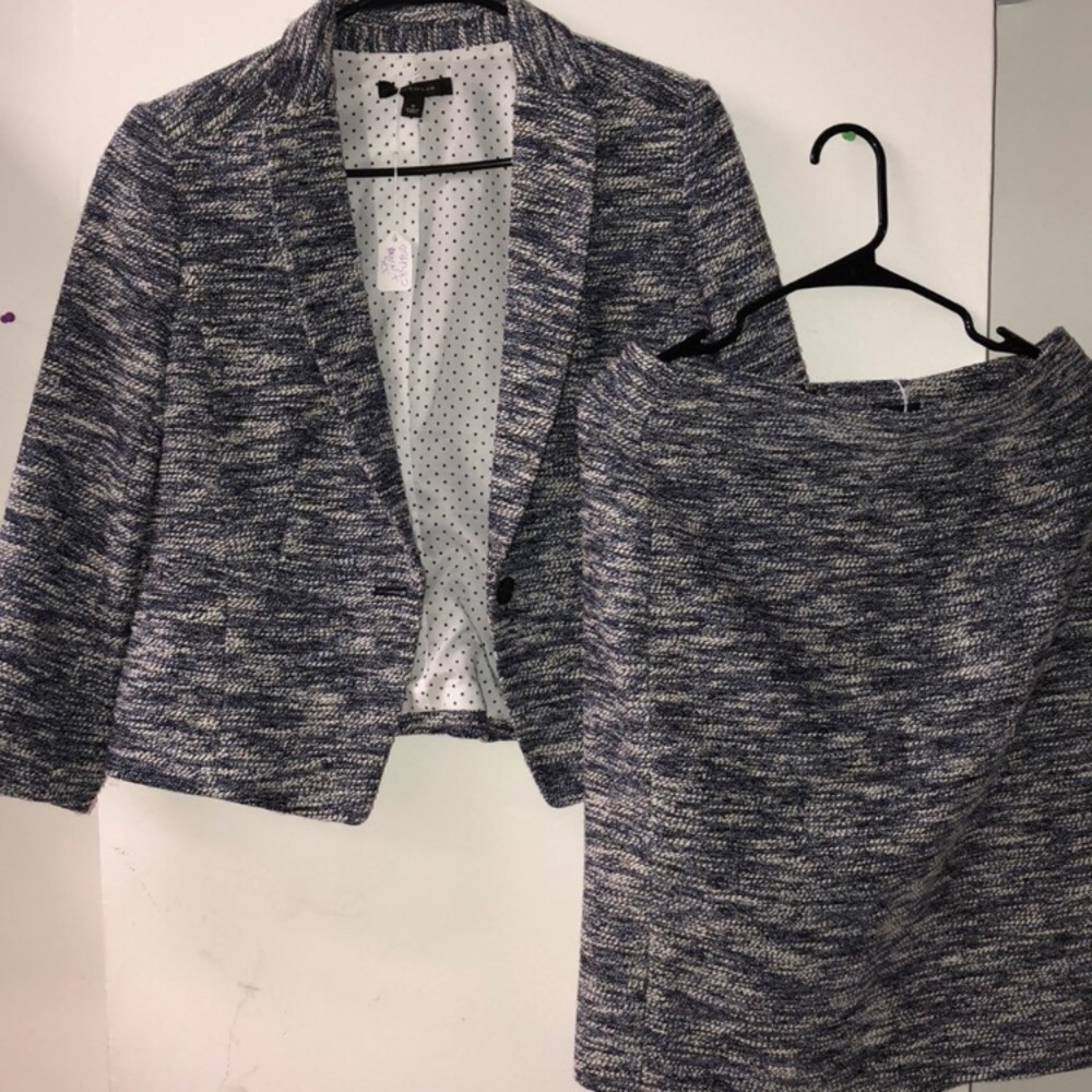 Ann Taylor Tweed Blue Suit (Skirt & Jacket) NWT